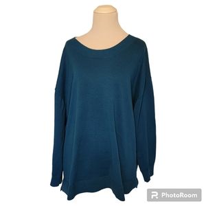 Lands' End Women's Plus Size Scoop Neck Sweater in Midnight Blue - 3X
